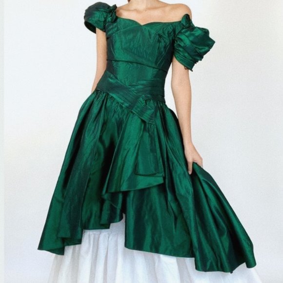 green 80s prom dress Vintage | Dresses | Vintage Iridescent Puff Sleeve Southern Belle Princess feed-customproduct